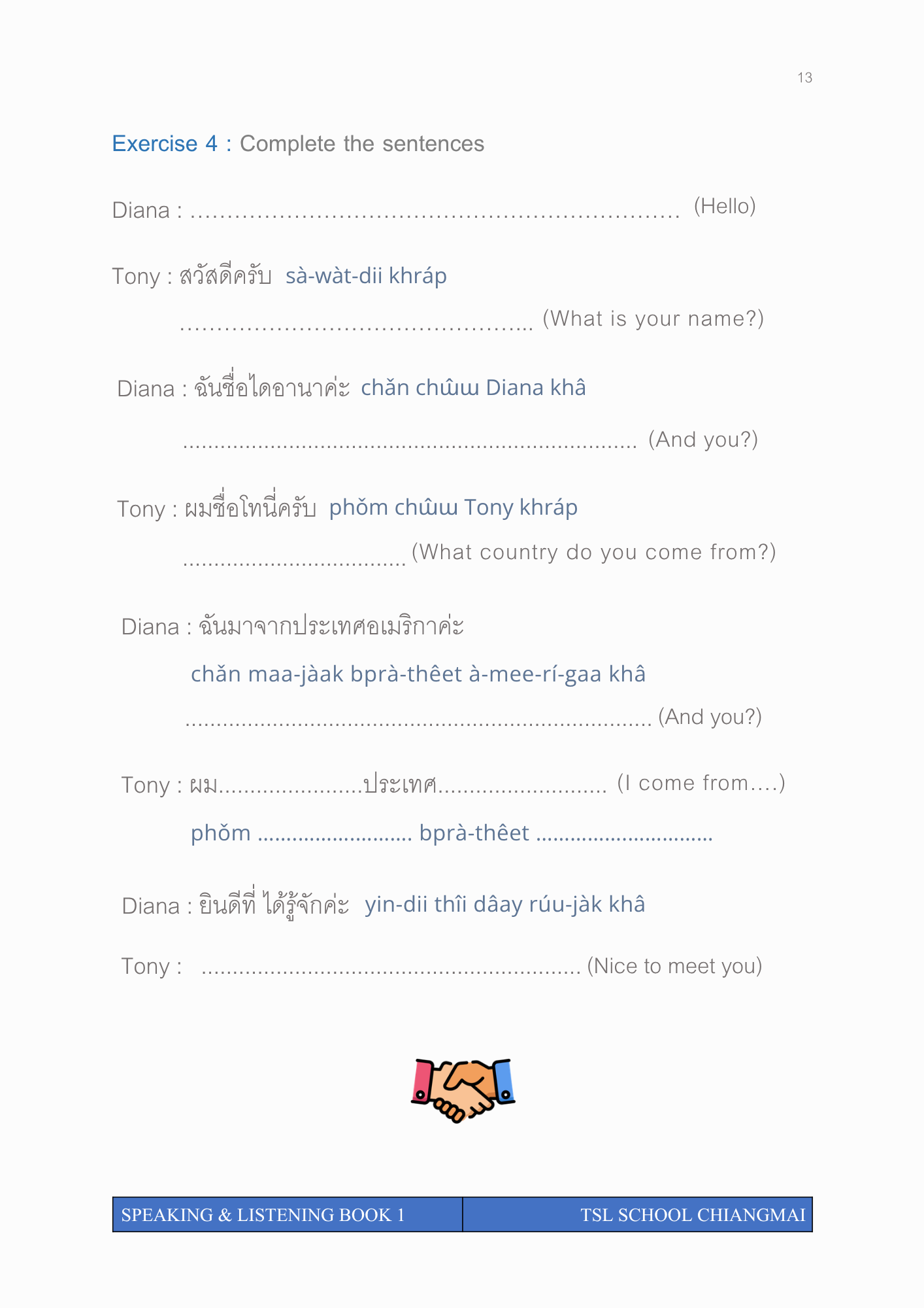 Thai level 1 (with phonetic transcription)  CEFR A1