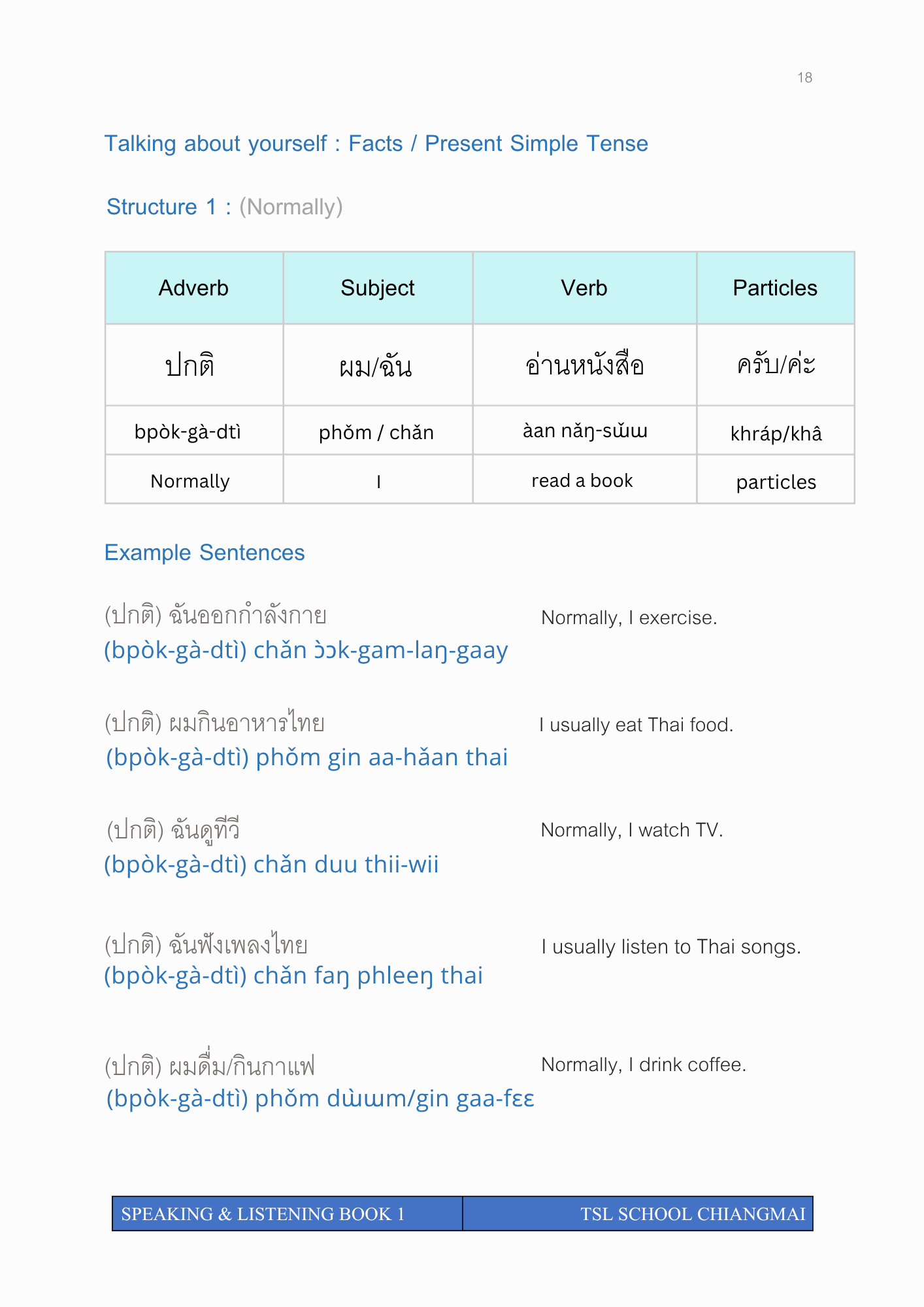 Thai level 1 (with phonetic transcription)  CEFR A1