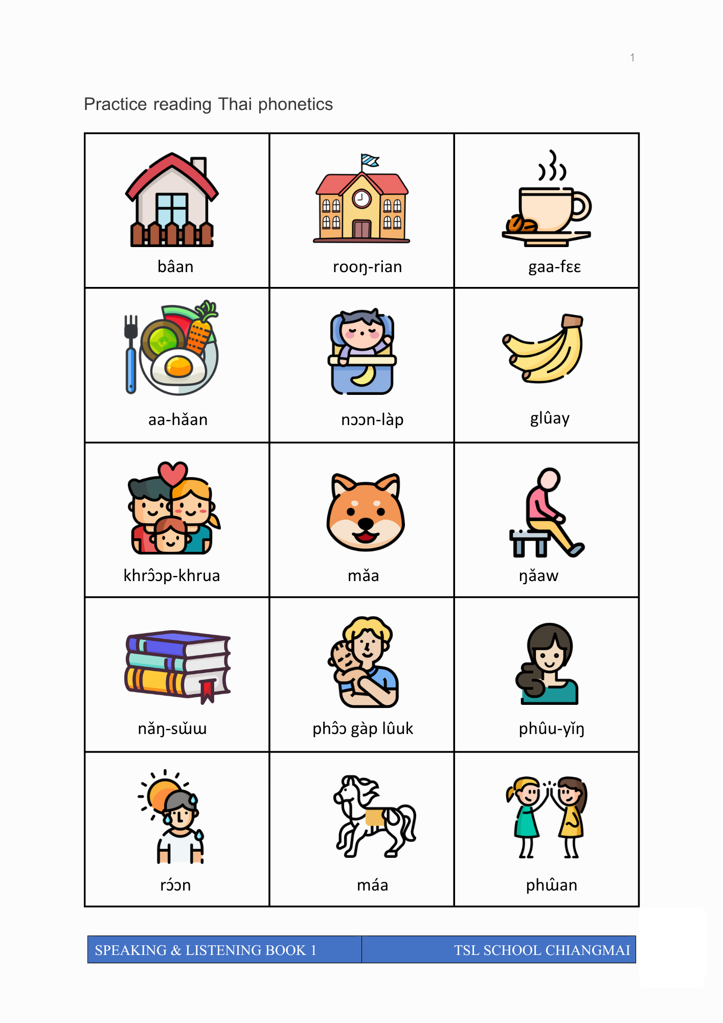 Thai level 1 (with phonetic transcription)  CEFR A1
